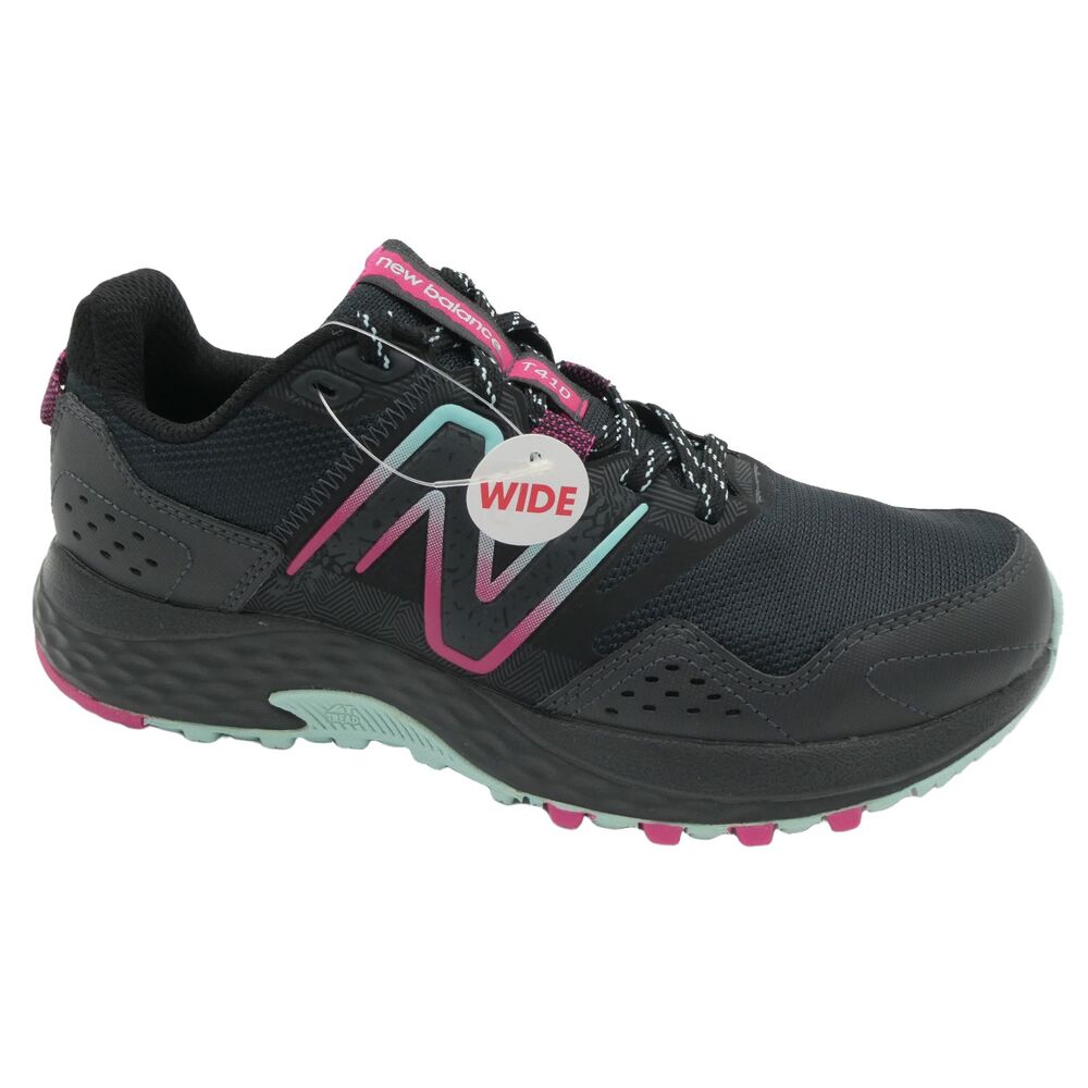 New Balance 410v8 Unisex Women's 6.5 D Trail Shoes Black Pink Cyan WT410LC8 NWOB